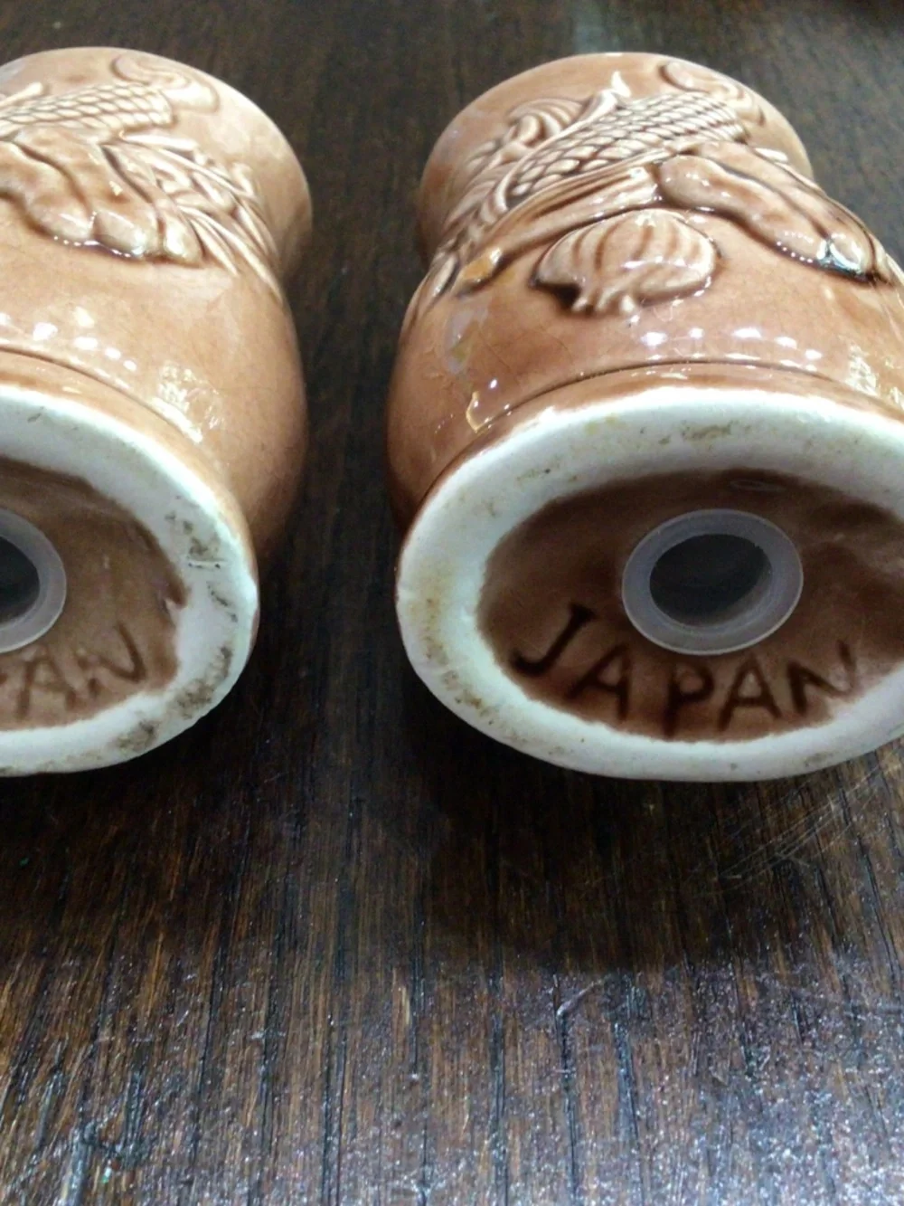 Vintage embossed corn on the cob and cornstalk, salt and pepper shakers